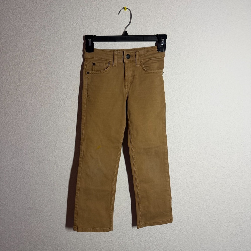 Cat & Jack Straight Fit Pants Boys 6 Khaki Stretch‎ Pockets Flat Front Casual